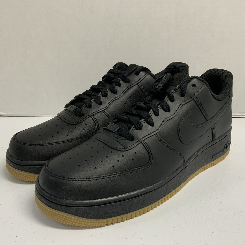 Nike Air Force 1 '07 Black Gum DZ4404 001 Size 13 Leather Light Brown Work Shoe